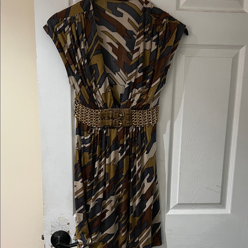 Stylish Camouflage Print Dress with Belt by Sky